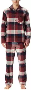 Schiesser Pyjama Webware Flanell burgund kariert Selected Premium Warming (182029-516)