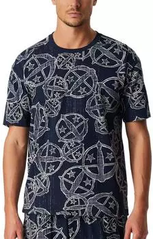 Schiesser Shirt kurzarm Statement-Druck blau-weiß 150 Years (183224-913)