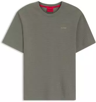HUGO Pyjama-Shirt mit Waffelstruktur und Logo-Stickerei Style Austin T-Shirt 50532011 Dunkelgrün