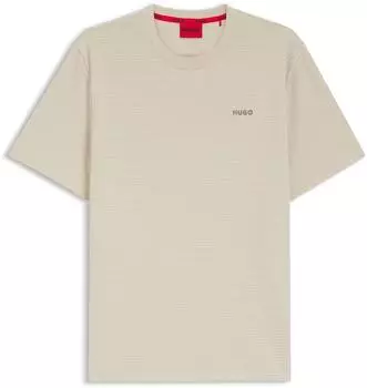 HUGO Pyjama-Shirt mit Waffelstruktur und Logo-Stickerei Style Austin T-Shirt 50532011 Hellbeige