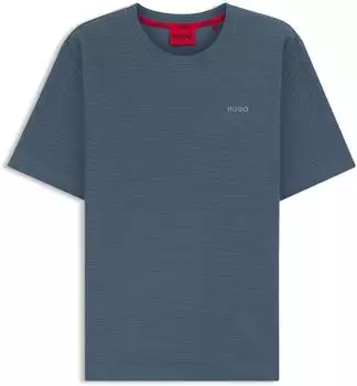 HUGO Pyjama-Shirt mit Waffelstruktur und Logo-Stickerei Style Austin T-Shirt 50532011 Blau