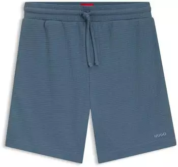 HUGO Pyjama-Shorts mit Waffelstruktur und Logo-Stickerei Style Austin Shorts 50532023 Blau