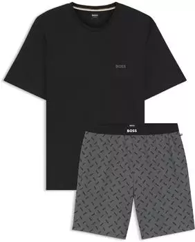 Hugo Boss Pyjama-Set aus Baumwolle mit Logo-Details Style Relax Short Set 50557174 Dunkelgrau