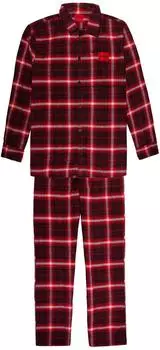 HUGO Karierter Pyjama aus Baumwolle mit Logo-Labels Style LOUK_LONG SET 50550084 Rot