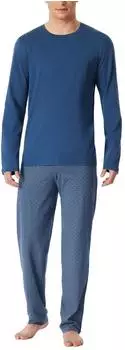 Schiesser Schlafanzug lang navy gemustert Casual Essentials (180249-815)