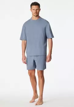 Schiesser Schlafanzug kurz oversized blaugrau Modern Nightwear (183631-808)