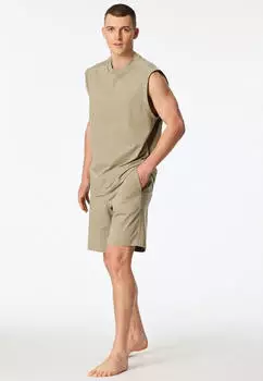 Schiesser Schlafanzug kurz oversized ärmellos jade Modern Nightwear (183632-713)