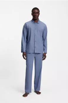 Hugo Boss Pyjama-Set aus Popeline mit gesticktem Logo Style Chris Pyjama 50535788 Blau