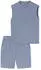 Schiesser Schlafanzug kurz oversized ärmellos blaugrau Modern Nightwear (183632-808)
