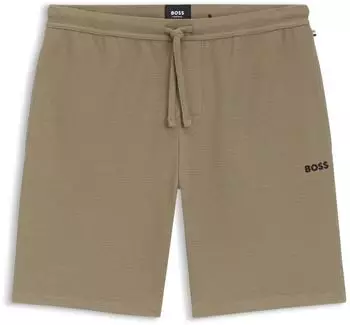 Hugo Boss Pyjama-Shorts aus Baumwoll-Mix mit Logo-Stickerei Style Waffle Shorts 50535884 Hellbraun