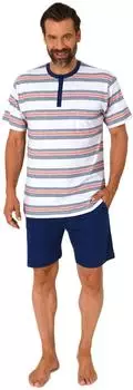 Normann Shorty Pyjama Kurzarm im Streifen-Design (105 90) orange