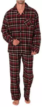 Normann Flanell Pyjama Karo Muster - rot