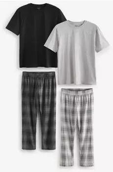 Next Fashion Pyjama lang grau/hellgrau/schwarz
