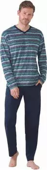 Hajo Pyjama Premium Cotton mit Bündchen (53888) marine