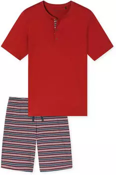 Schiesser Schlafanzug kurz Knopfleiste rot Casual Nightwear (183589-500)