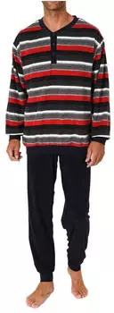Normann Elegant Frottee Pyjama Langarm mit Bündchen und Knopfleiste (222 101 93 538) rot