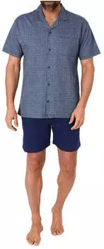 Normann Kurzarm Pyjama Shorty zum Durchknöpfen (123 105 90 519) marine