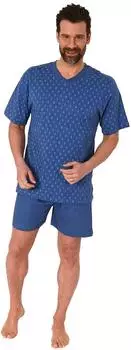 Normann Shorty Pyjama Kurzarm mit V-Hals (18110590001) marine