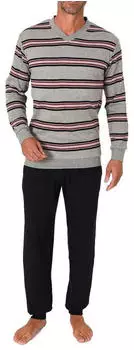 Normann Herren Langer Pyjama mit Bündchen Cuddle Interlock (22310196775) grau