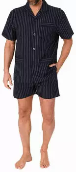 Normann Kurzarm Shorty Pyjama durchknöpfbar auch in Übergröße anthrazit