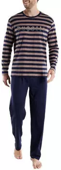 Bugatti Pyjama Regular Fit Single Jersey (056114-6061-0522) braun gestreift