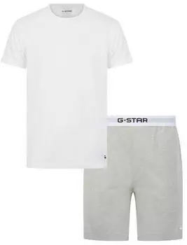 G-Star Slate T-Shirt & Shorts Set Regular Fit (2-teilig) (GSM120) weiß/graumeliert/schwarz