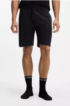 Hugo Boss Shorts aus Baumwoll-Terry mit Streifen und Logo Style Authentic Shorts 50554778 Schwarz