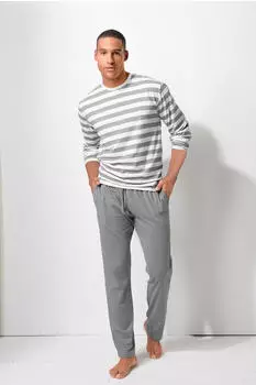 H.I.S Jeans Pyjama mit garngefärbten Streifen (HI50282002000001) grau/creme