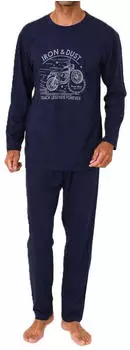 Normann Langarm Schlafanzug mit Frontprint (127 101 10 804) navy
