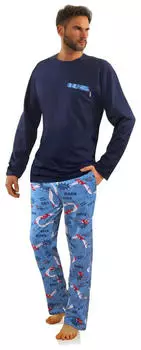 Sesto Senso Langarm Schlafanzug Set mit Pyjamahose (2188/17) marineblau