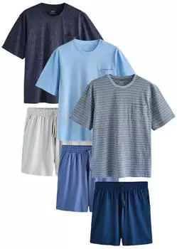 Next Fashion Men's Pyjama navy/hellblau/dunkelblau/graumeliert