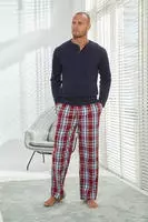 H.I.S JEANS Pyjama, H.I.S, lang blau/rot/lila, Gr&ouml;&szlig;e 52/54