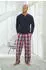 H.I.S Jeans Pyjama langer Stil mit Webhose (619937) marine/bordeaux