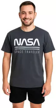 United Labels NASA Space Traveler Kurzes Pyjama-Set aus Baumwolle grau/schwarz