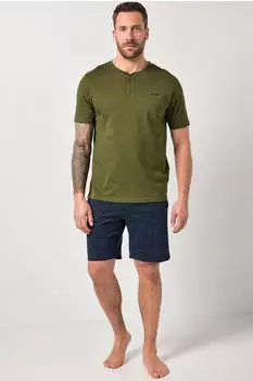 JP 1880 Pyjama T-Shirt & Shorts Belly Fit Zweiteilig (844065) khaki