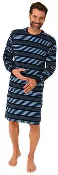 Normann Terry cloth Langarm Nachthemd mit Bündchen (22511093780) blau