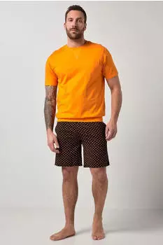 JP 1880 Schlafanzug Homewear Zweiteiler Henley (844110) orange/schwarz