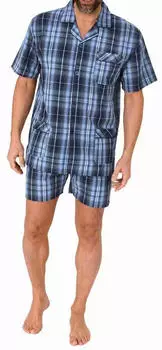 Normann Shorty Pyjama mit Knopfleiste (105 91 130) blau