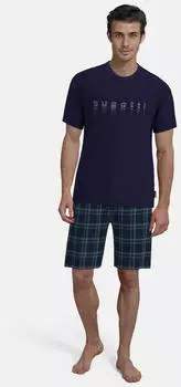 Bugatti Genua Pyjama Single Jersey (56130) dunkelblau karo