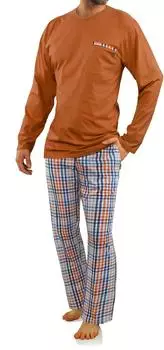 Sesto Senso Schlafanzug Langarm mit Pyjamahose (2188/17) braun