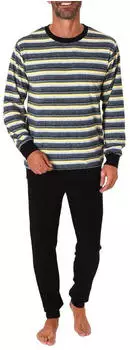Normann Frottee Pyjama Schlafanzug lang mit Bündchen (61505) gelb1