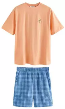 Next Fashion Herren Pyjama blau/pastellblau/grün/lachs