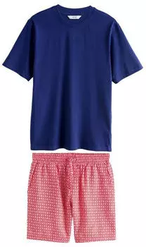 Next Fashion Herren Pyjama kurz (W9519104/W9519105) navy/rot/hellrot/weiß