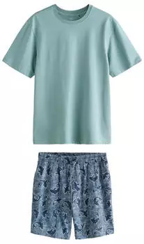 Next Fashion Herren Pyjama kurz navy/himmelblau/offwhite