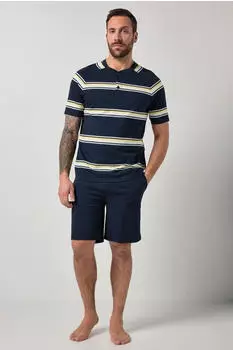 JP 1880 Schlafanzug Homewear Gestreiftes Shirt Shorts (837705) navy/weiß