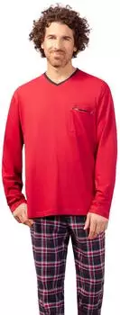 Hajo Long Pyjama Cotton Flannel (53739) rot