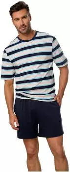 H.I.S Jeans Pyjama Stripe Design navy/azur/hellgrau/weiß