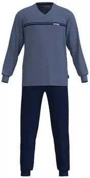 Tom Tailor Pyjama Lang V-Neck Schlafanzug-Set (71505-620-56) saphir/dunkelblau