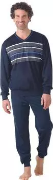 Hajo Klima-Light Shorty Schlafanzug marine gestreift