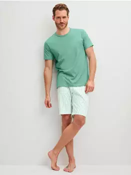 Calida Relax Imprint 2 Kurz-Pyjama creme de menthe